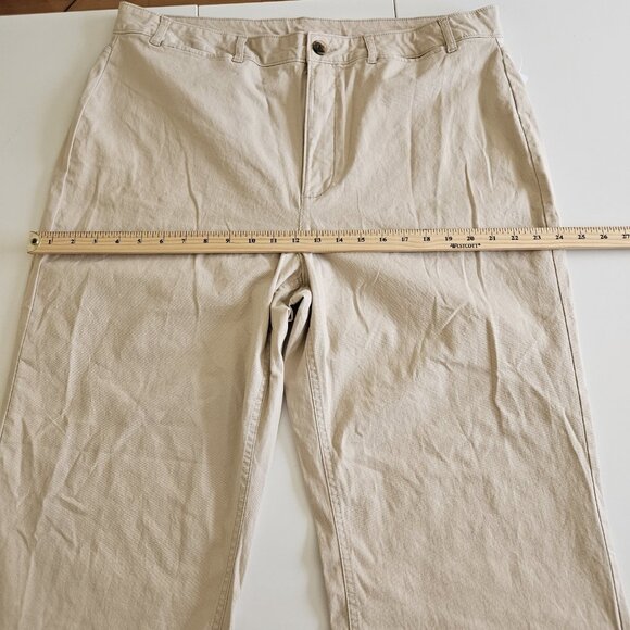 Old Navy Pants Womens 18 Beige Twill Cotton Stretch High Waist Wide Leg Coastal - Picture 6 of 16